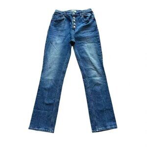 Reformation Malta Wash Fly Button High Rise Blue Straight Leg Jeans 28 #2122